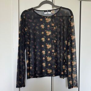 Daisy Street Sheer Floral Long Sleeve Top